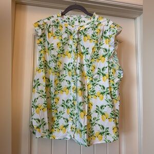 Loft Lemon Print Sleeveless Top XL
